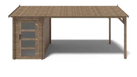 Abri de jardin en bois – 1,50x3 m avec extension de 1,50x2,76 m - 4,50 m² – Traité