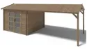 Abri de jardin en bois – 3x3 m avec extension de 3x2,76 m - 9 m² – Traité