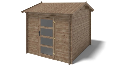 Abri de jardin en bois – 2,50x3 m avec extension de 2,50x2,76 m - 7,50 m² – Traité