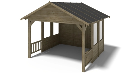Pergola de jardin 4.04x4.04m avec panneaux - traité