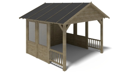 Pergola de jardin 4.04x4.04m avec panneaux - traité