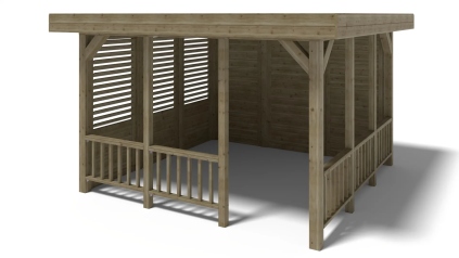 Pergola de jardin 4.04x4.04m avec panneaux - traité