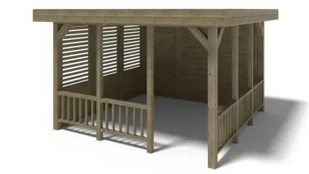 Pergola de jardin 4,04x4,04m avec panneaux - traité
