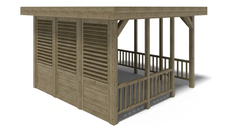 Pergola de jardin 4.04x4.04m avec panneaux - traité
