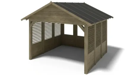 Pergola de jardin 4,04x4,04m avec panneaux - traité