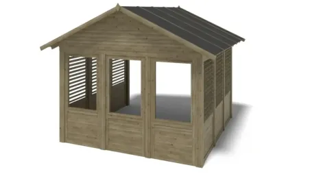 Pergola de jardin 4,04x4,04m avec panneaux - traité