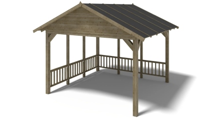 Pergola de jardin 4.04x4.04m avec panneaux - traité