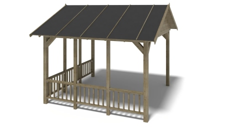 Pergola de jardin 4.04x4.04m avec panneaux - traité