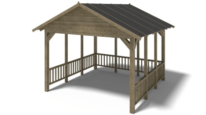 Pergola de jardin 4.04x4.04m avec panneaux - traité