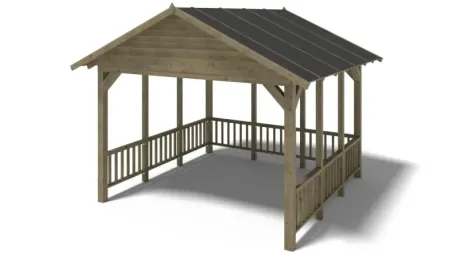 Pergola de jardin 4,04x4,04m avec panneaux - traité