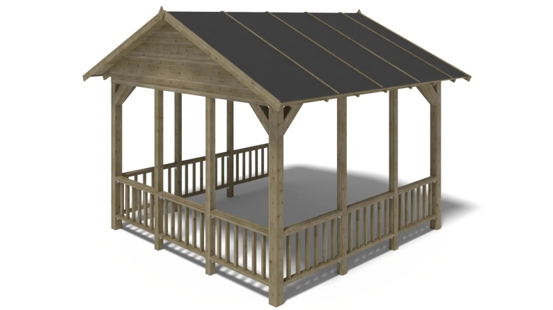 Pergola de jardin 4.04x4.04m avec panneaux - traité