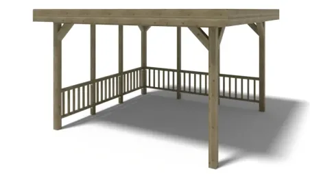 Pergola de jardin 4,04x4,04m avec panneaux - traité