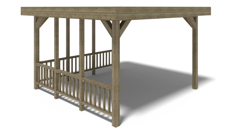 Pergola de jardin 4.04x4.04m avec panneaux - traité