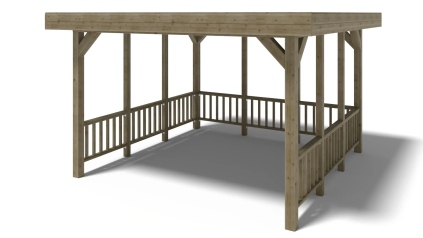 Pergola de jardin 4,04x4,04m avec panneaux - traité
