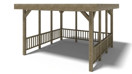 Pergola de jardin 4,04x4,04m avec panneaux - traité