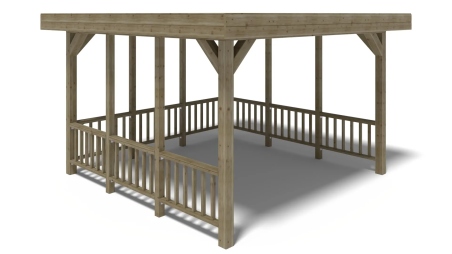 Pergola de jardin 4,04x4,04m avec panneaux - traité