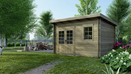 Abri de jardin en bois - 12m2 - 4x3m - Traité - Ep. 40mm - Couleur: vert