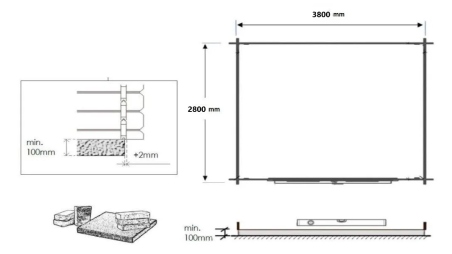 Abri de jardin en bois - 12m2 - 4x3m - Traité - Ep. 40mm - Couleur: vert