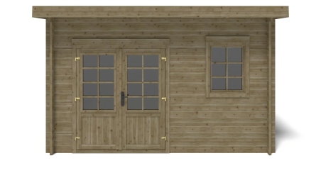 Abri de jardin en bois - 16m2 - 4x4m - Traité - Ep. 40mm - Couleur: vert
