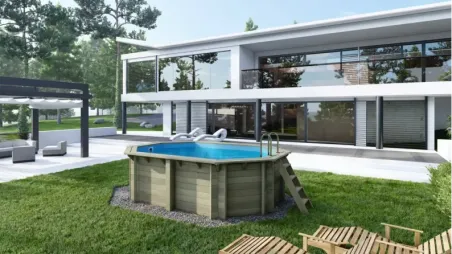 Piscine en bois Nemo 4,3x3 - H.1,18 m cadre en métal, sans dalle béton