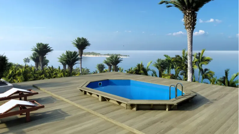 Piscine en bois Nemo 4,3x3 - H.1,18 m cadre en métal, sans dalle béton