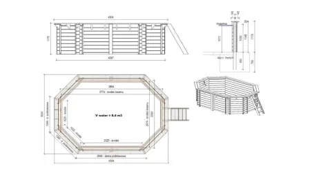 Piscine en bois Nemo 4,3x3 - H.1,18 m cadre en métal, sans dalle béton