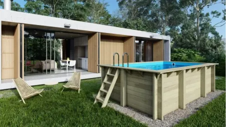 Piscine en bois Aqua 4,65x2,85 - H.1,24 m fixations à visser