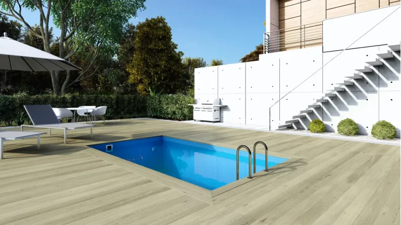 Piscine en bois Aqua 4,65x2,85 - H.1,24 m fixations à visser