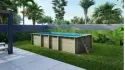 Piscine en bois Aqua 7x3,75 - H.1,45 m cadre en métal, sans dalle béton