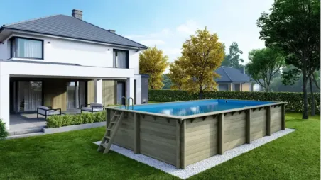 Piscine en bois Aqua 8,5x4,35 - H.1,45 m fixations à visser
