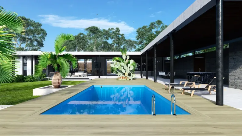 Piscine en bois Aqua 8,5x4,35 - H.1,45 m fixations à visser