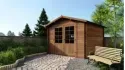 Abri de jardin en bois - 9m2 - 3x3m - Traité - Ep. 28mm - Couleur: marron