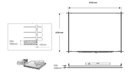 Abri de jardin en bois - 15,20m2 - 3,90x3,90m - Traité - Ep. 34mm - Couleur: marron