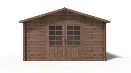 Abri de jardin en bois - 15,20m2 - 3,90x3,90m - Traité - Ep. 34mm - Couleur: marron