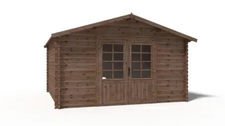Abri de jardin en bois - 15,20m2 - 3,90x3,90m - Traité - Ep. 34mm - Couleur: marron