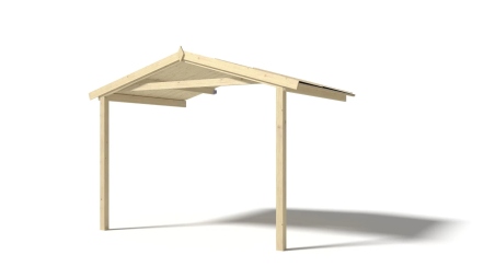 Abri de jardin en bois - 3x2,50 m + terrasse avec balustrade et avant-toit en bois - 16,50 m2