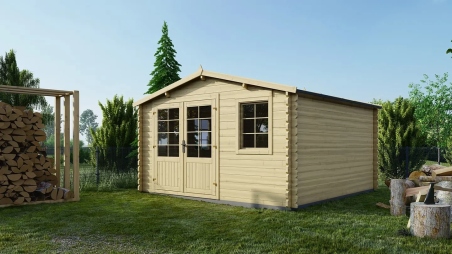 Abri de jardin en bois - 12m2 - 4x3m - Ep. 34mm - Couleur: naturel