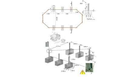 Piscine en bois 8,57x4,57 - H.1,31 m fixations à sceller