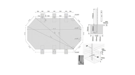 Piscine en bois 8,57x4,57 - H.1,31 m fixations à sceller