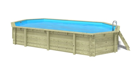 Piscine en bois 8,57x4,57 - H.1,31 m fixations à visser