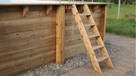 Piscine en bois 8,57x4,57 - H.1,31 m fixations à visser