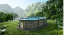 Piscine en bois Nemo 7,3x3,97 - H.1,45 m fixations à sceller