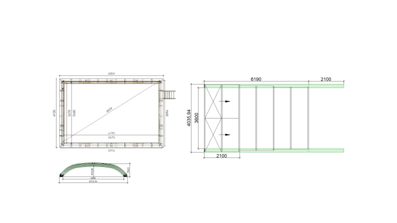 Abri de piscine Horizon pour les modèles 6,20x4,10 m - BAS88, BAS788 - polycarbonate alvéolaire 8 mm - Couleur Ral7016 Graphite