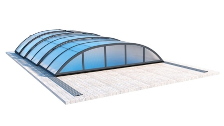 Abri de piscine Horizon pour les modèles 6,20x4,10 m - BAS88, BAS788 - polycarbonate alvéolaire 8 mm - Couleur Ral7016 Graphite