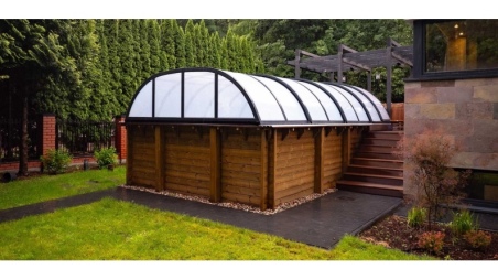 Abri de piscine Horizon pour les modèles 6,20x4,10 m - BAS88, BAS788 - polycarbonate alvéolaire 8 mm - Couleur Ral7016 Graphite