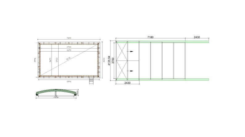 Abri de piscine Skyline pour les modèles 7,20x4,20 m - BAS58, BAS758 - polycarbonate massif 3 mm - Couleur Ral7037 Gris 