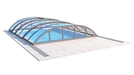 Abri de piscine Skyline pour les modèles 7,20x4,20 m - BAS58, BAS758 - polycarbonate massif 3 mm - Couleur Ral7037 Gris 