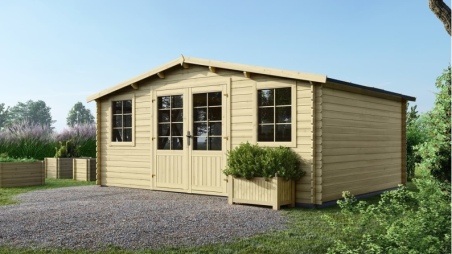 Abri de jardin en bois - 20m2 - 5x4m - Ep. 28mm - Couleur: naturel