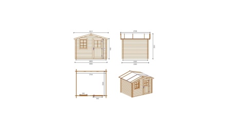 Abri de jardin en bois - 7,50m2 - 3x2,50m - Ep. 28mm - Couleur: naturel