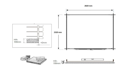 Abri de jardin en bois - 7,50m2 - 3x2,50m - Ep. 28mm - Couleur: naturel